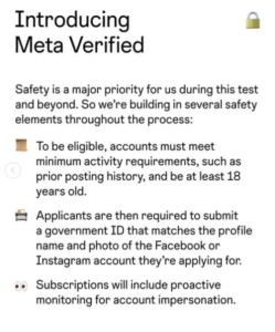 Podmienky schvaľovania Meta verified